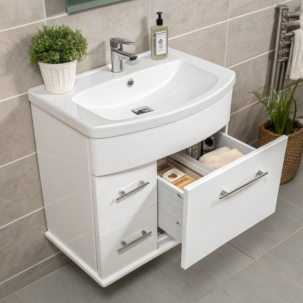 Wall‑Mounted Ceramic Sink – White Gloss